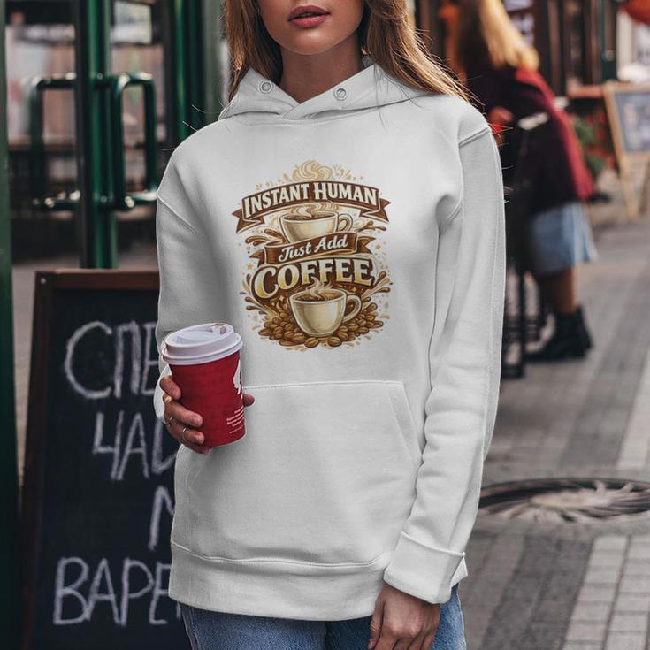 Instant Human Just Add Coffee 面白いカフェインの引用 レディースパーカー 面白い贈り物