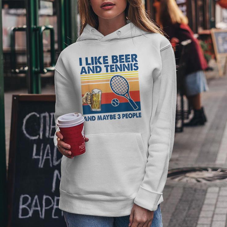 I Like Beer And Tennis Maybe 3 People ビンテージ レディースパーカー 面白い贈り物