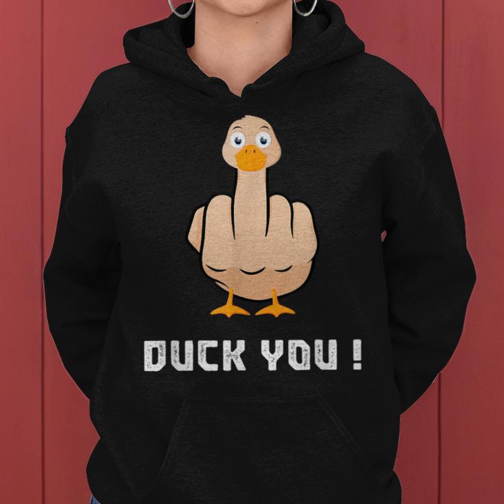 Duck You Duck Lover ひっくり返す鳥 クワック ダッキー 皮肉 レディースパーカー