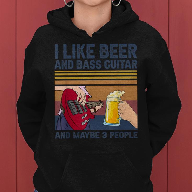 I Like Beer And Bass ギターと 3人 ベーシストギフト レディースパーカー
