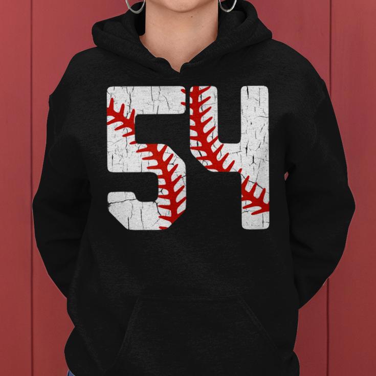 野球選手 ジャージ 番号54 54 Proud Baseball Mom Dad レディースパーカー