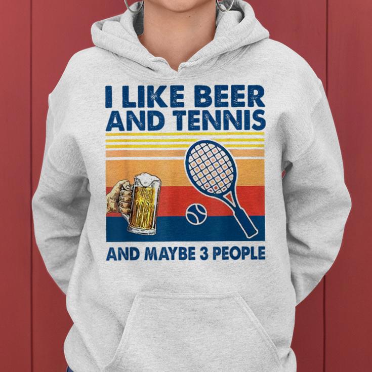 I Like Beer And Tennis Maybe 3 People ビンテージ レディースパーカー