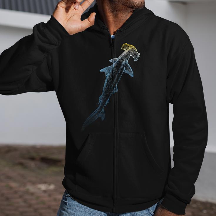 Beautiful Colors Swimming Hammerhead Shark Lovers Zip Up Hoodie