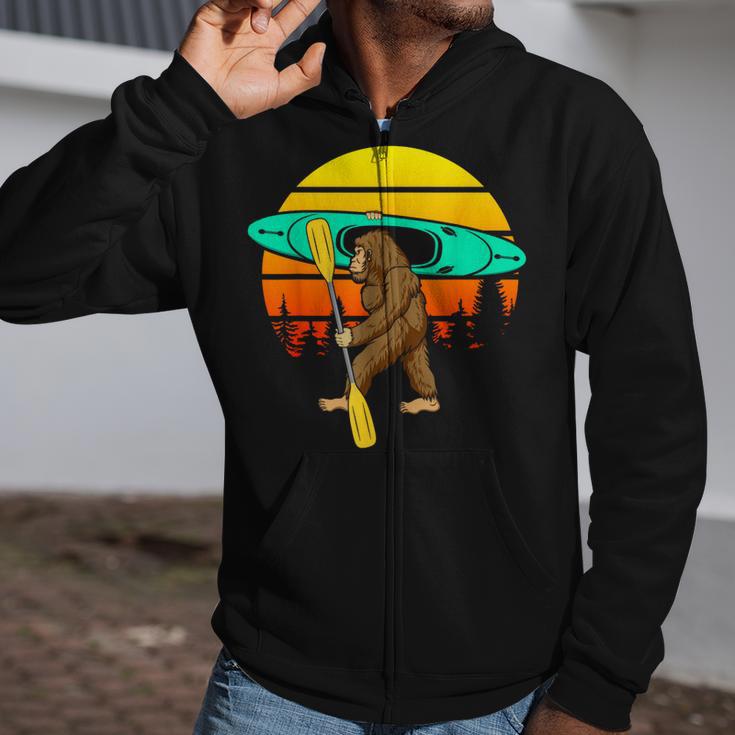 Bigfoot Kayak Paddling Lake Rafts Inflatable Canoe Sasquatch Zip Up Hoodie Bigfoot Kayak Paddling Lake Rafts Inflatable Canoe Sasquatch Zip Up Hoodie