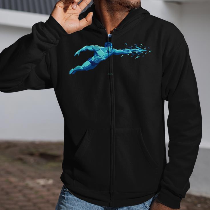 Blue Water Swimming In Freestyle Stroke Zip Up Hoodie Blue Water Swimming In Freestyle Stroke Zip Up Hoodie
