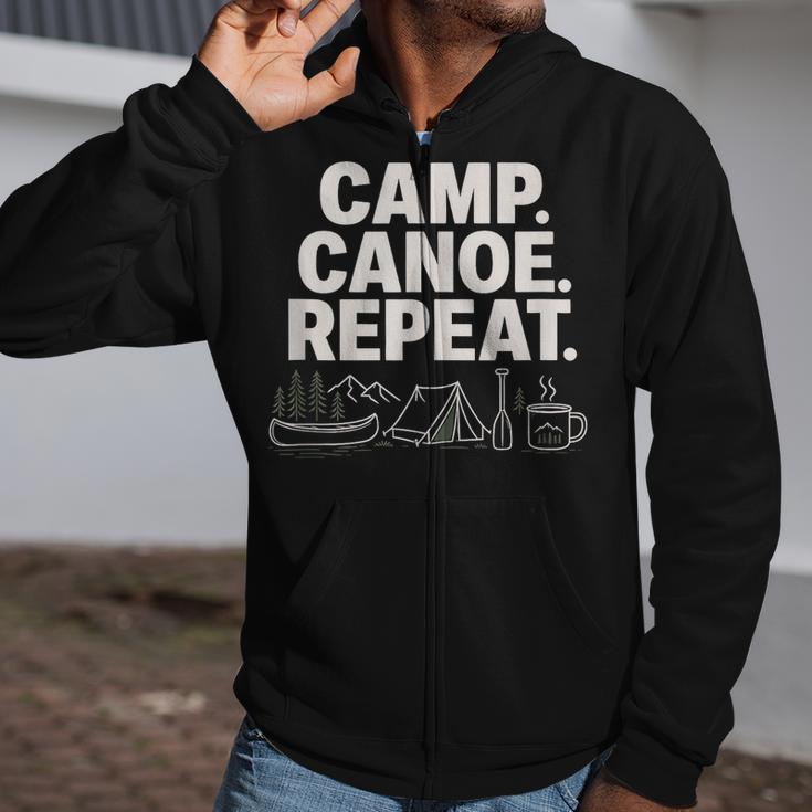 Camp Canoe Repeat Outdoor Adventure Zip Up Hoodie