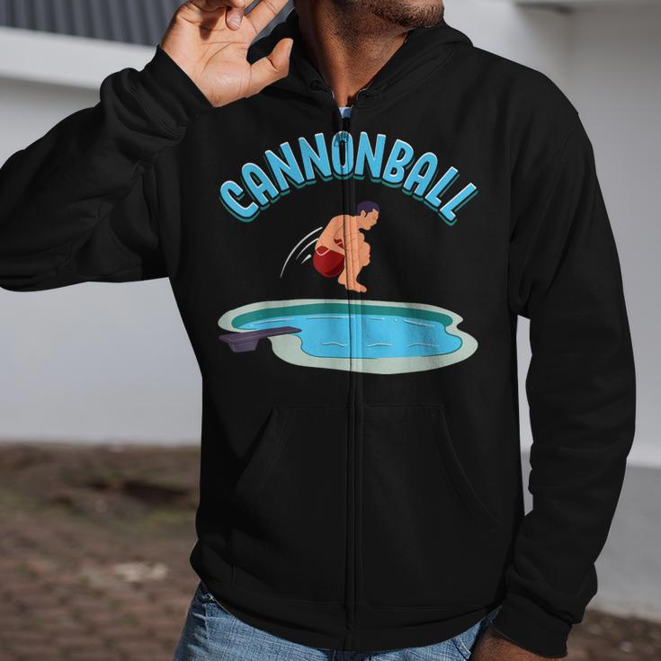 Cannonball Swimming Pool Fun Diving Diver Swimmer Cool Zip Up Hoodie Cannonball Swimming Pool Fun Diving Diver Swimmer Cool Zip Up Hoodie