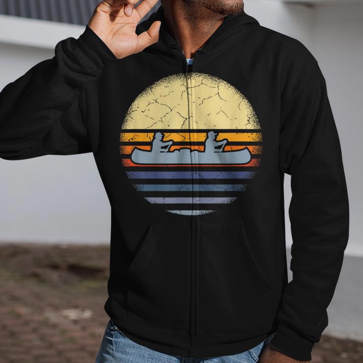 Canoe Canoeing Vintage Sunset Zip Up Hoodie
