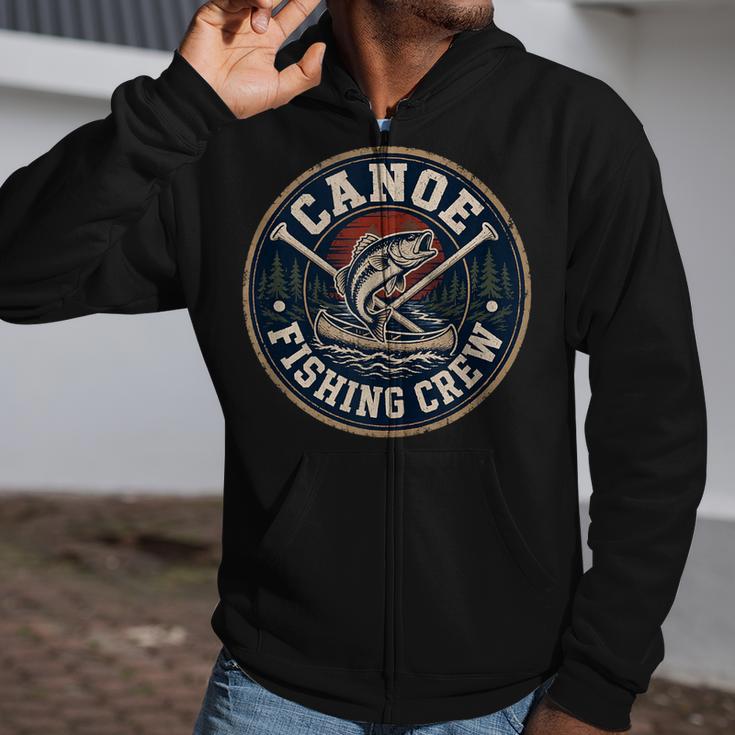 Canoe Fishing Crew Vintage Bass Paddles Zip Up Hoodie