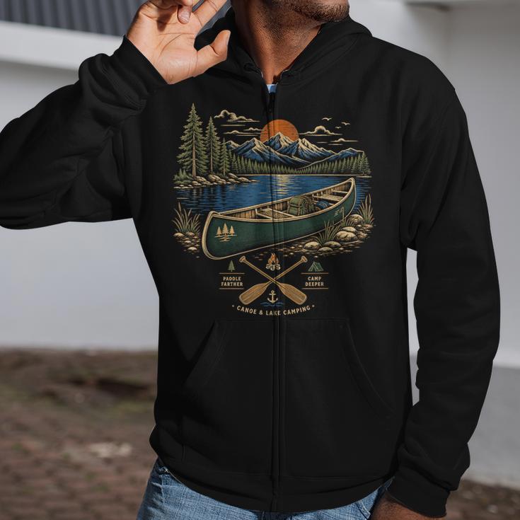 Canoe And Lake Camping Paddle Camp Zip Up Hoodie