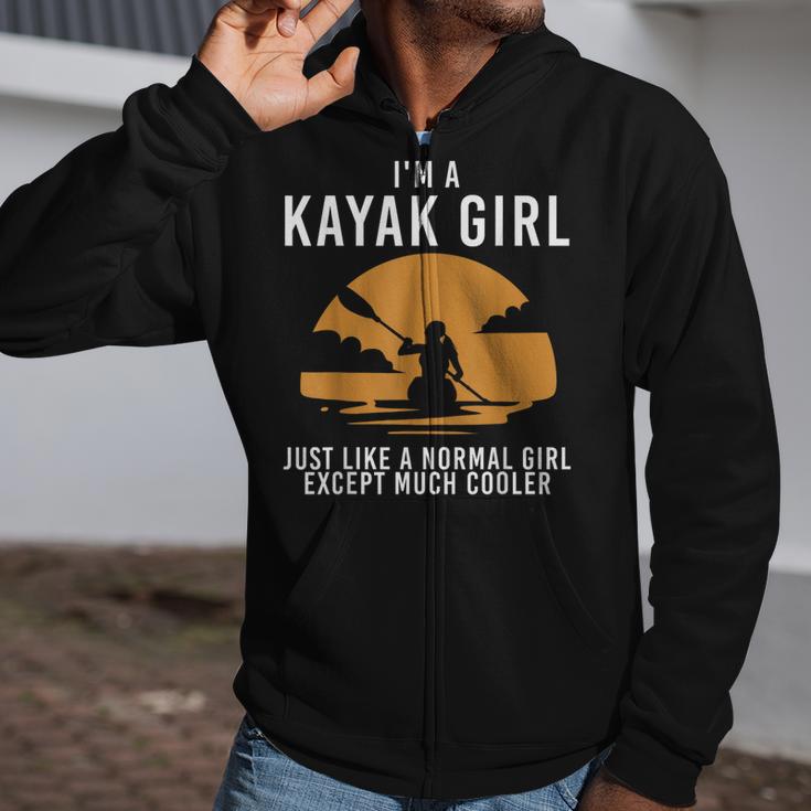 Cool Kayak For Women Girls Kayaker Canoe Kayaking Paddle Oar Zip Up Hoodie