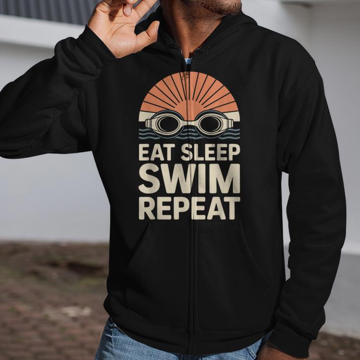 Eat Sleep Swim Repeat Swimmer Swimming Zip Up Hoodie Eat Sleep Swim Repeat Swimmer Swimming Zip Up Hoodie