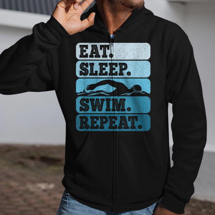 Eat Sleep Swim Vintage Swimming Lover Swimmer Men Women Zip Up Hoodie Eat Sleep Swim Vintage Swimming Lover Swimmer Men Women Zip Up Hoodie