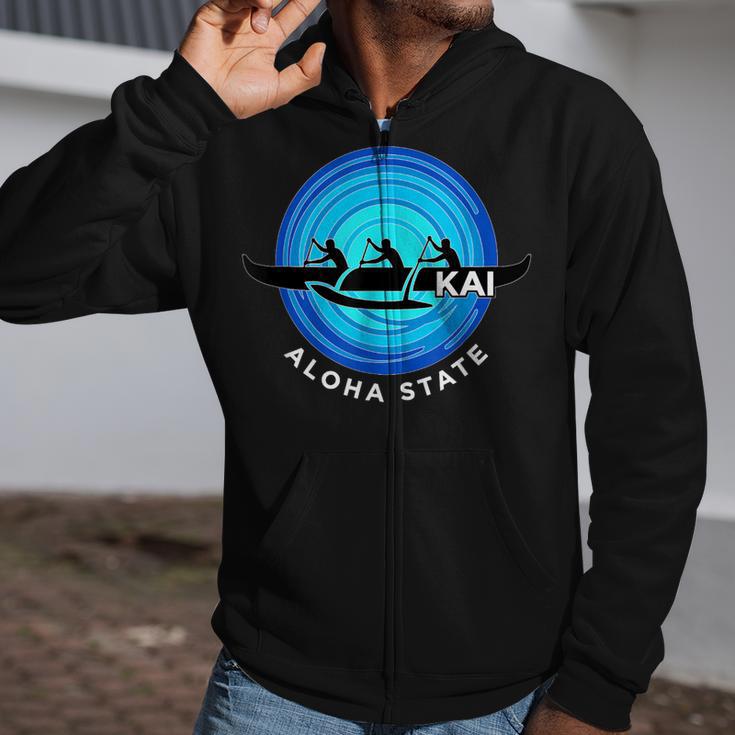 Kai Outrigger Canoe Hawaii Aloha State Paddling Retro Zip Up Hoodie Kai Outrigger Canoe Hawaii Aloha State Paddling Retro Zip Up Hoodie