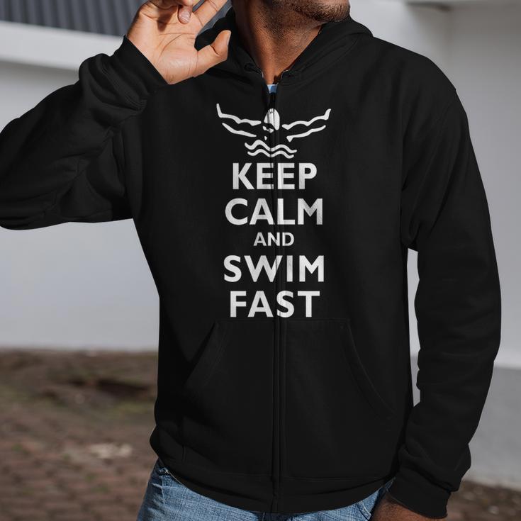 Keep Calm And Swim Fast Butterfly Swimming T-Shirt Zip Up Hoodie Keep Calm And Swim Fast Butterfly Swimming T-Shirt Zip Up Hoodie