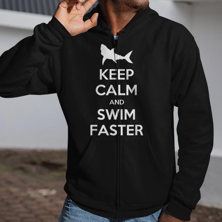 Keep Calm And Swim Faster Swimming T-Shirt Zip Up Hoodie