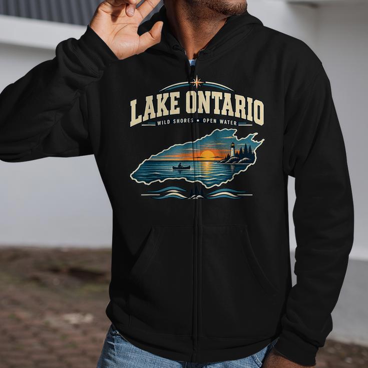 Lakes Lake Ontario Fishing Canoe Lighthouse Outdoor Zip Up Hoodie Lakes Lake Ontario Fishing Canoe Lighthouse Outdoor Zip Up Hoodie