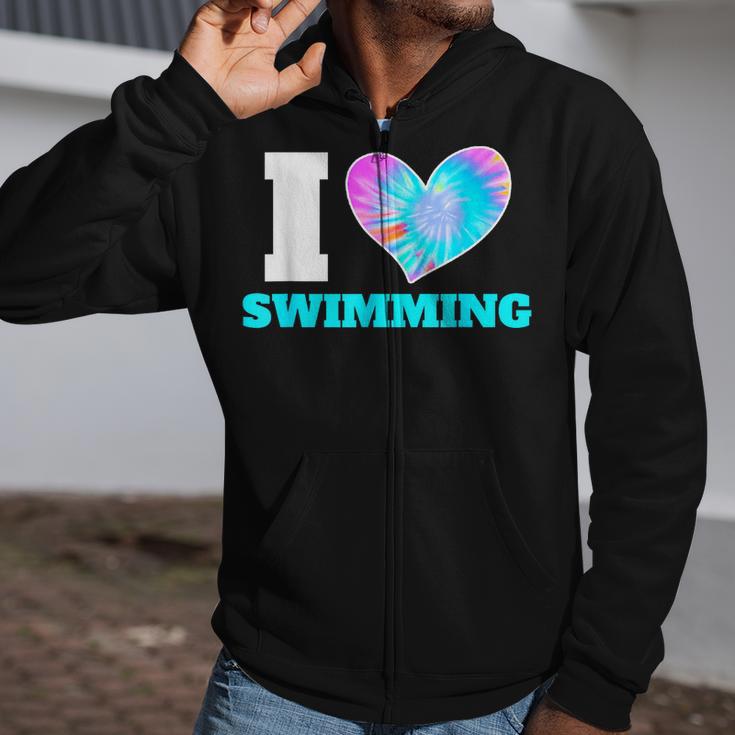 I Love Swimming Swimmer Swim Zip Up Hoodie I Love Swimming Swimmer Swim Zip Up Hoodie