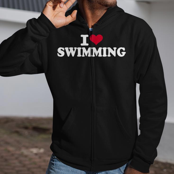 I Love Swimming Zip Up Hoodie