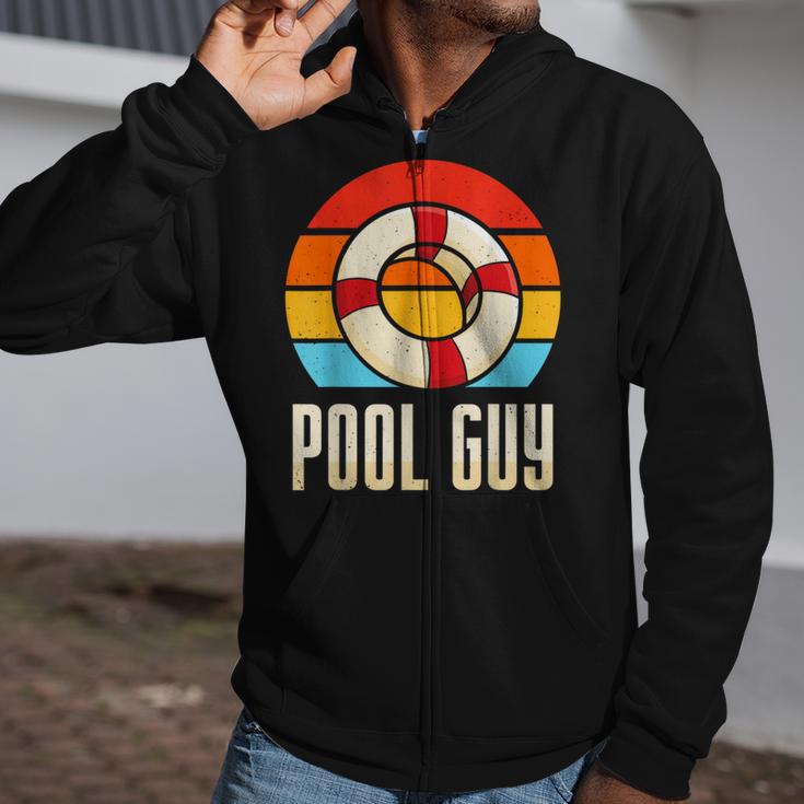 Pool Guy Swimming Attendant Attendants Rescuer Zip Up Hoodie