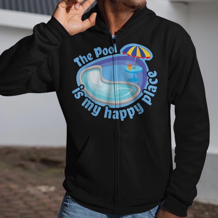 The Pool Is My Happy PlaceShirt Summer Swimming Tee Zip Up Hoodie