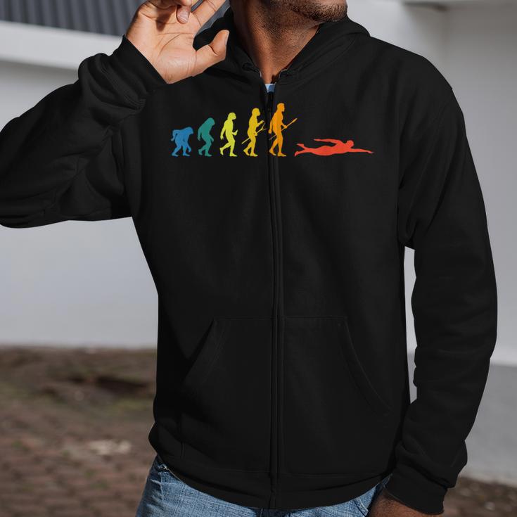 Retro Swimming Evolution For Swimmers Summer Water Lovers Zip Up Hoodie Retro Swimming Evolution For Swimmers Summer Water Lovers Zip Up Hoodie