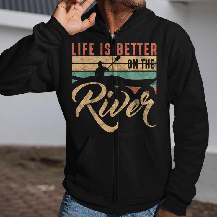 Rowing Canoe Kajak Life Is Better On The River Zip Up Hoodie