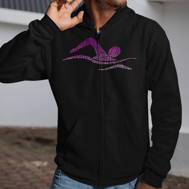 Silhouette Icon Swimmer Stuff Girls Swimming Zip Up Hoodie