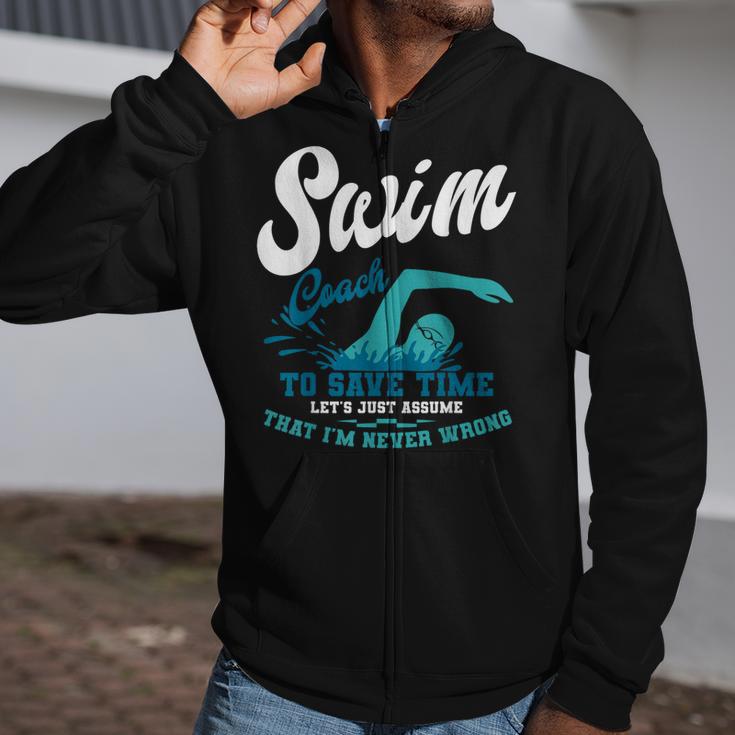 Swim Coach Swimming Lesson Sport Professional Instructor Zip Up Hoodie