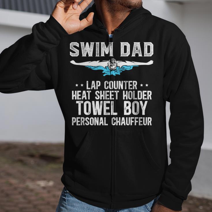 Swim Dad Definition Swimming Dad Of A Swimmer Dad Zip Up Hoodie