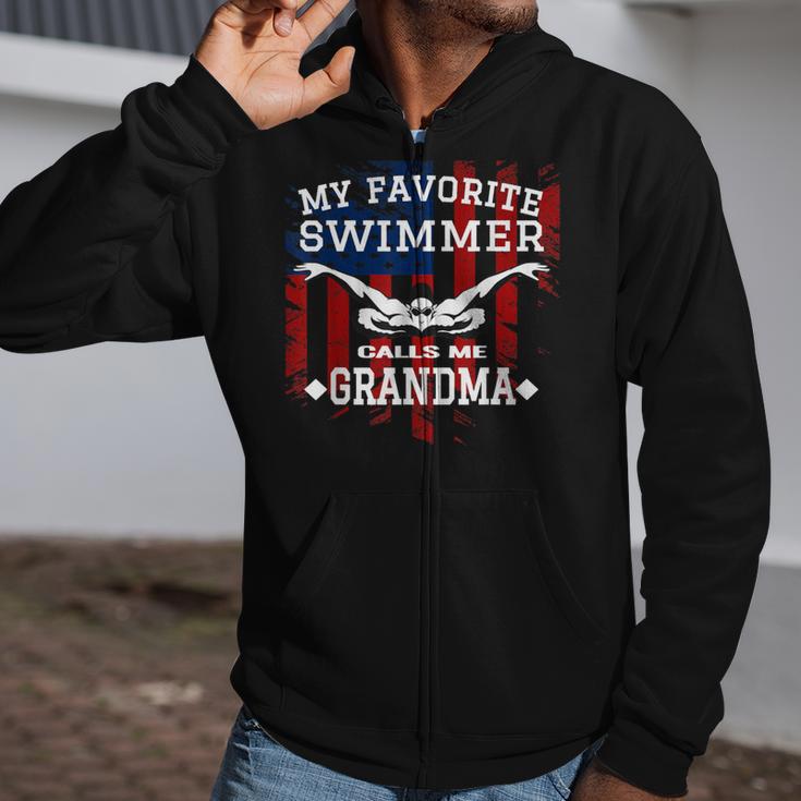 Swim Grandma Tshirt US American Flag Swimming Tee Zip Up Hoodie