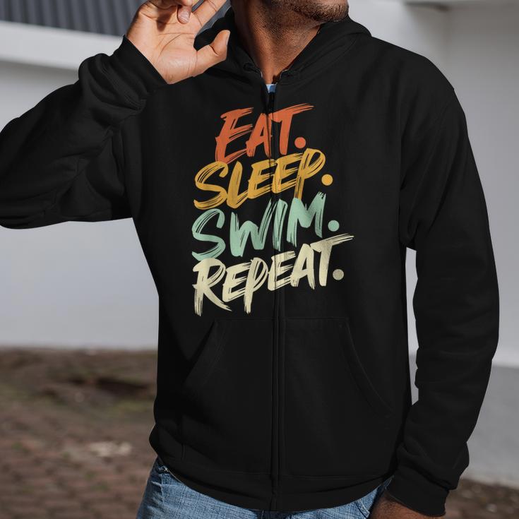 Swimmer Eat Sleep Swim Repeat I Swimming Zip Up Hoodie