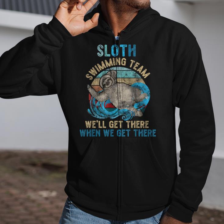 Swimmer Swim Sloth Swimming Team Retro Zip Up Hoodie Swimmer Swim Sloth Swimming Team Retro Zip Up Hoodie