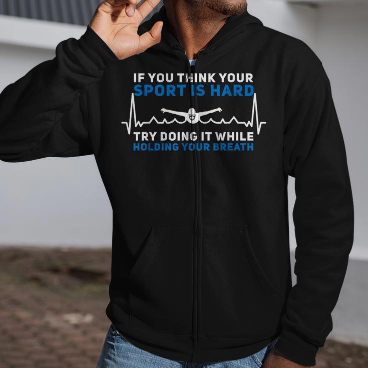 Swimming Apparel For Swim Team Heartbeat Swimmer Zip Up Hoodie Swimming Apparel For Swim Team Heartbeat Swimmer Zip Up Hoodie
