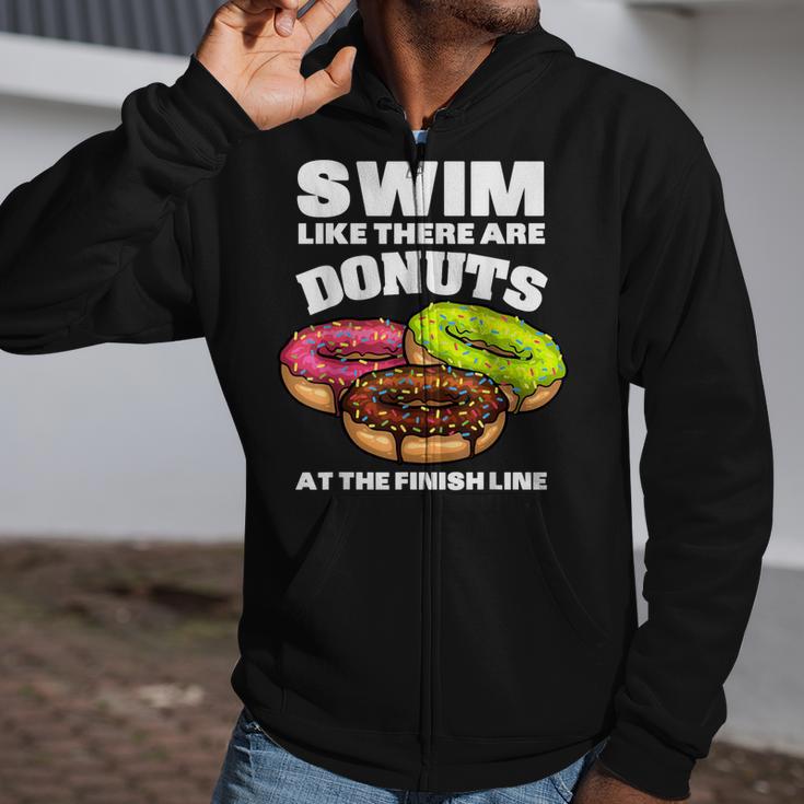 Swimming Donut Men Women Swimmer Sports Athlete Zip Up Hoodie