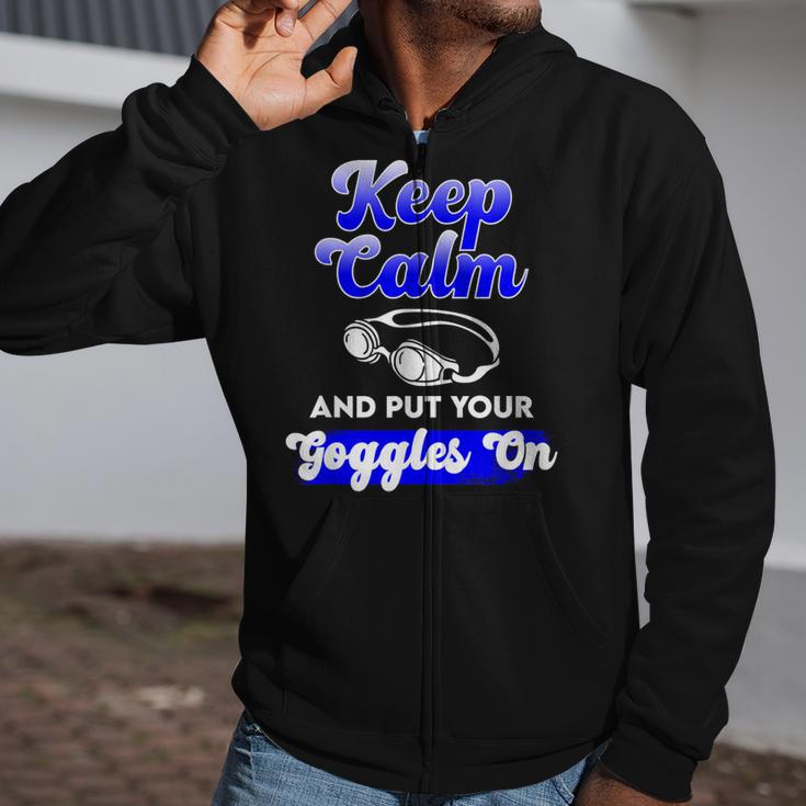 Swimming Goggles Saying Swim Team Gear Zip Up Hoodie