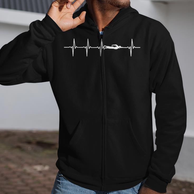 Swimming Heartbeat For Swimmers Small Zip Up Hoodie