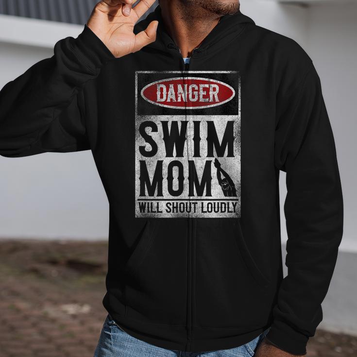 Swimming Swimmer DANGER Swim Mom Zip Up Hoodie Swimming Swimmer DANGER Swim Mom Zip Up Hoodie