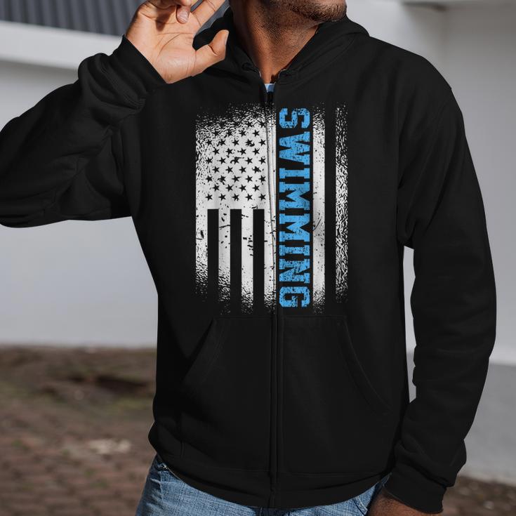 USA Flag Swimming Swim American Swimmer Zip Up Hoodie USA Flag Swimming Swim American Swimmer Zip Up Hoodie