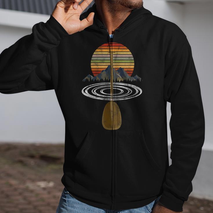 Vintage Retro Canoe Paddle & Mountains Rafting Zip Up Hoodie