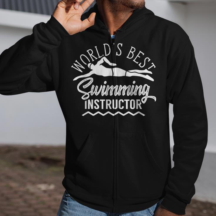 World's Best Swimming Instructor Teacher Coach Swim Men Women Kids Zip Up Hoodie