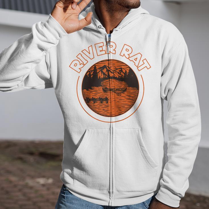 Canoe Canoeing Retro River Rat Raglan Baseball Tee Zip Up Hoodie