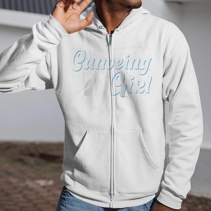 Canoeing Girl Raglan Baseball Tee Zip Up Hoodie