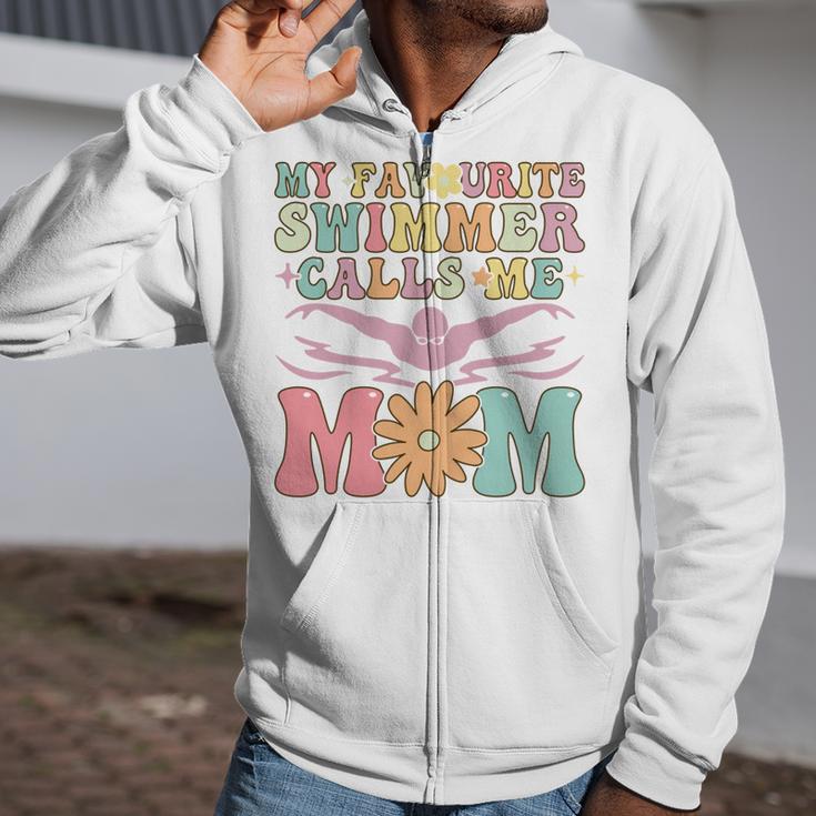 Favourite Swimmer Calls Me Mom Swimming Mom Female Swimmer Zip Up Hoodie Favourite Swimmer Calls Me Mom Swimming Mom Female Swimmer Zip Up Hoodie