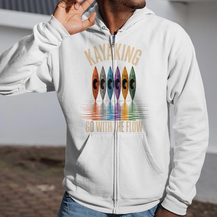 Kayak And Canoe Lake Fun Raglan Baseball Tee Zip Up Hoodie
