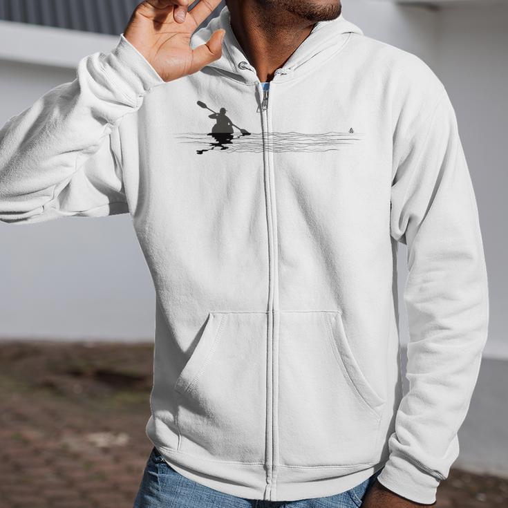 Kayaking Graphic Kayak Figure Kayaker Canoe Paddling Zip Up Hoodie