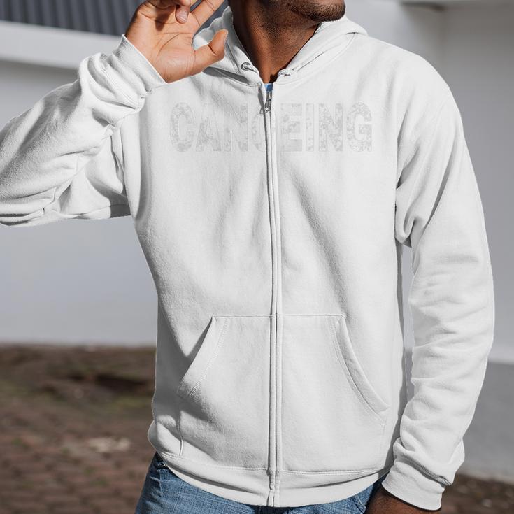 Vintage Canoeing Text Hobby Apparel Raglan Baseball Tee Zip Up Hoodie