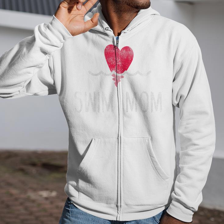 Vintage Swim Mom Shirt Swimming Family Swimmer Zip Up Hoodie