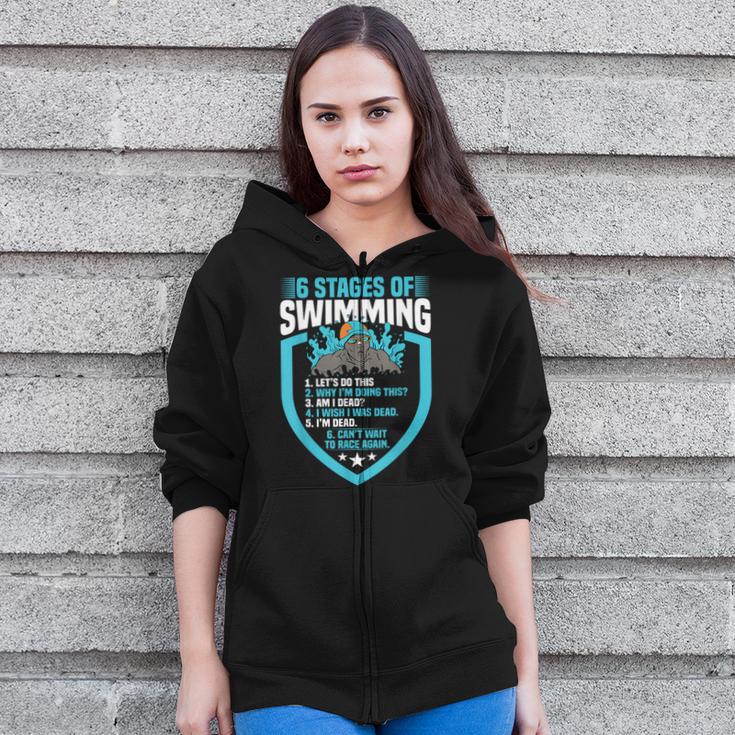 6 Stages Of Swimming Joke Sports Athlete Pool Swimmer Zip Up Hoodie 6 Stages Of Swimming Joke Sports Athlete Pool Swimmer Zip Up Hoodie