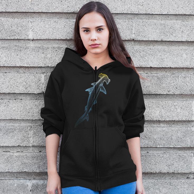 Beautiful Colors Swimming Hammerhead Shark Lovers Zip Up Hoodie